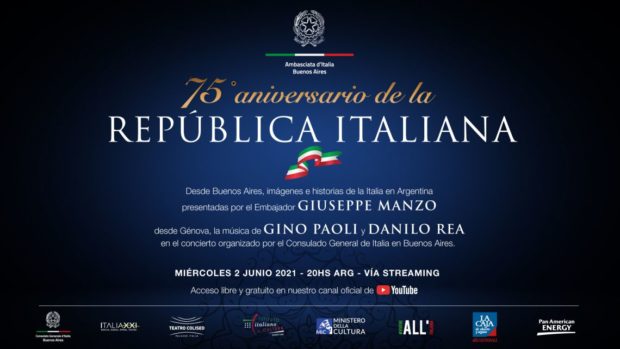 LA EMBAJADA ITALIANA CELEBRA EL ANIVERSARIO DE ITALIA DESDE LA VIRTUALIDAD